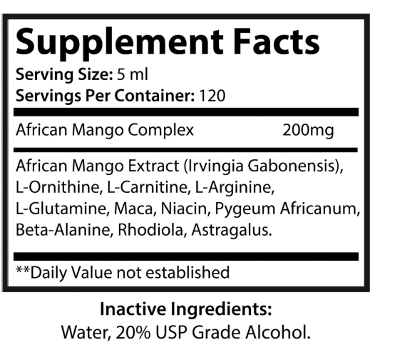 RARE African Mango Drops Supplement 100% ORGANIC (60ml, 2fl.oz)